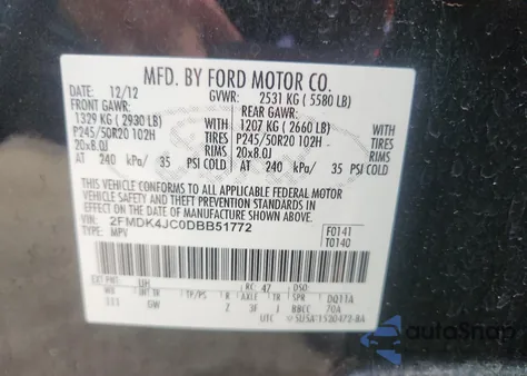 2013 Ford Edge Sel z USA, uszkodzony, nr VIN 2FMDK4JC0DBB51772